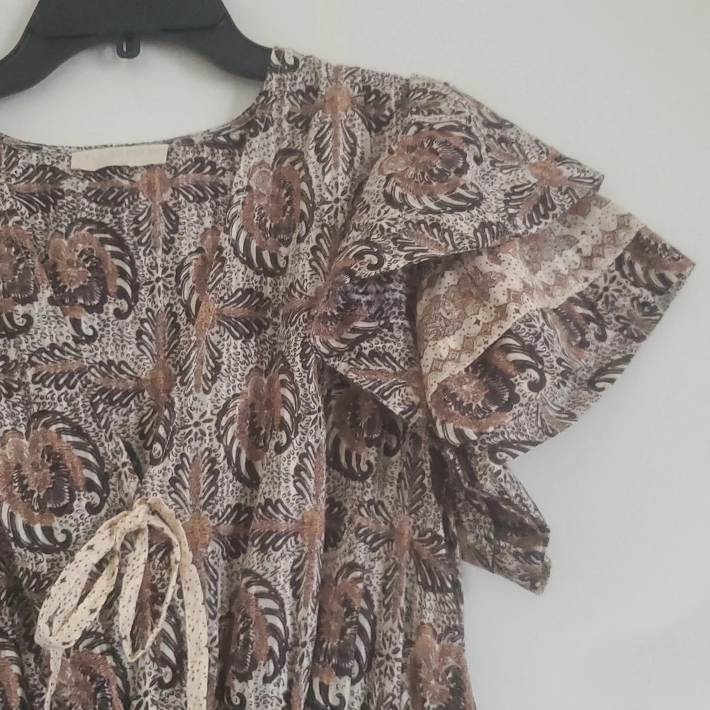 NWOT ULLA JOHNSON KAITLYN FLUTTER SLEEVE DRAWSTRING MINI DRESS IN YARROW - Picture 5 of 14